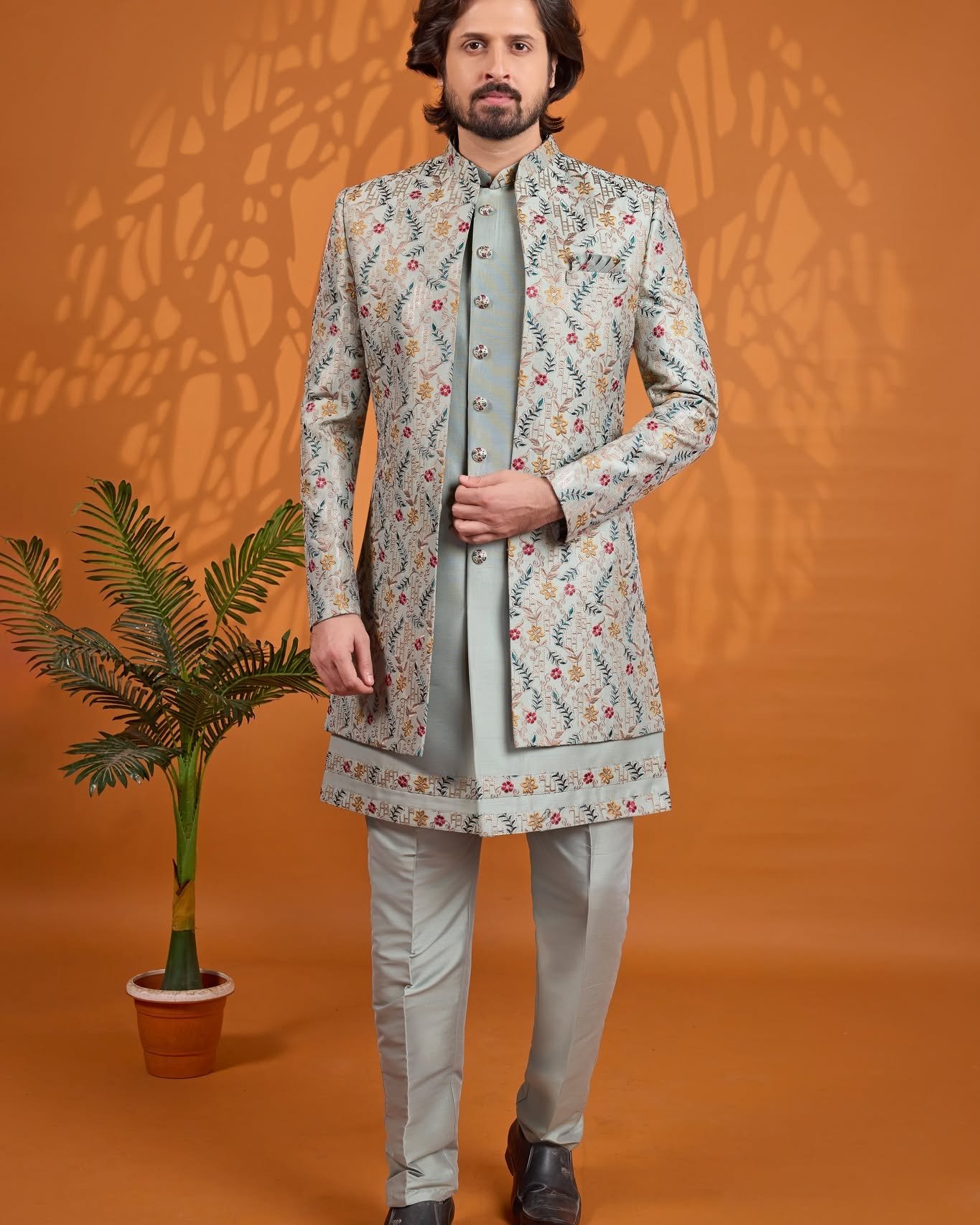 Teal Green Designer Jacket Set for Men | Premium Party & Wedding Ethnic Wear